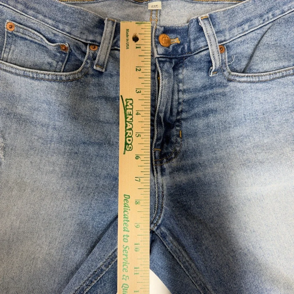 J.Crew Demi Boot Crop Jeans Womens 29P Blue Denim Frayed Hem Petite
